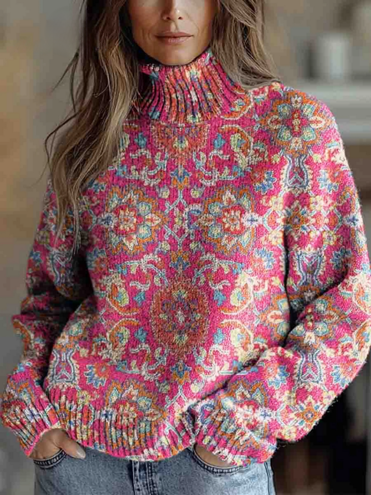 Sienna™ - Floral Turtleneck Jumper
