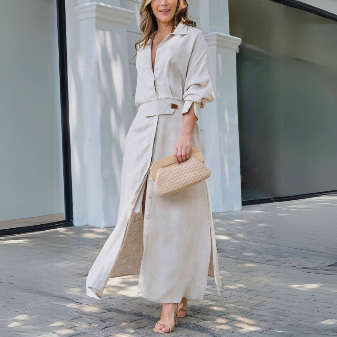 Jeanette™ | Elegant Maxi Dress with V-Neck