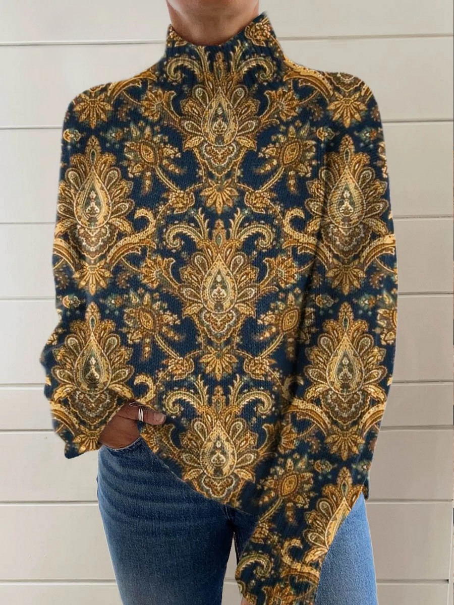 Serena™ - Floral Art Turtleneck Jumper