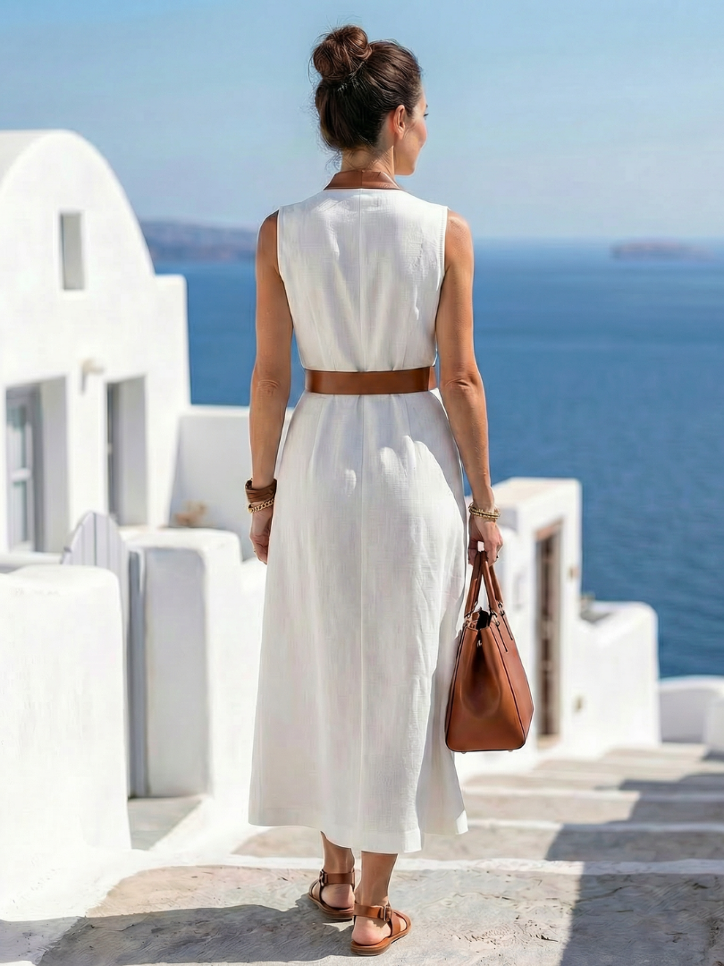 Myra | Midi Dress with Contrast Stripes