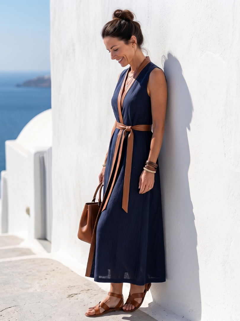 Myra | Midi Dress with Contrast Stripes