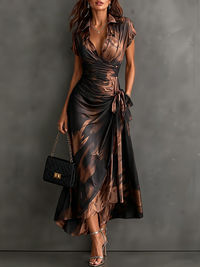 Matilda | Abstract Print Wrap Midi Dress
