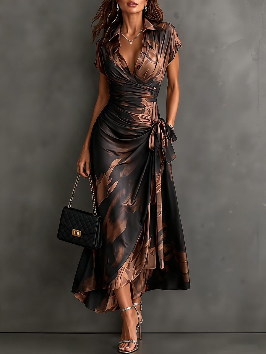 Matilda | Abstract Print Wrap Midi Dress