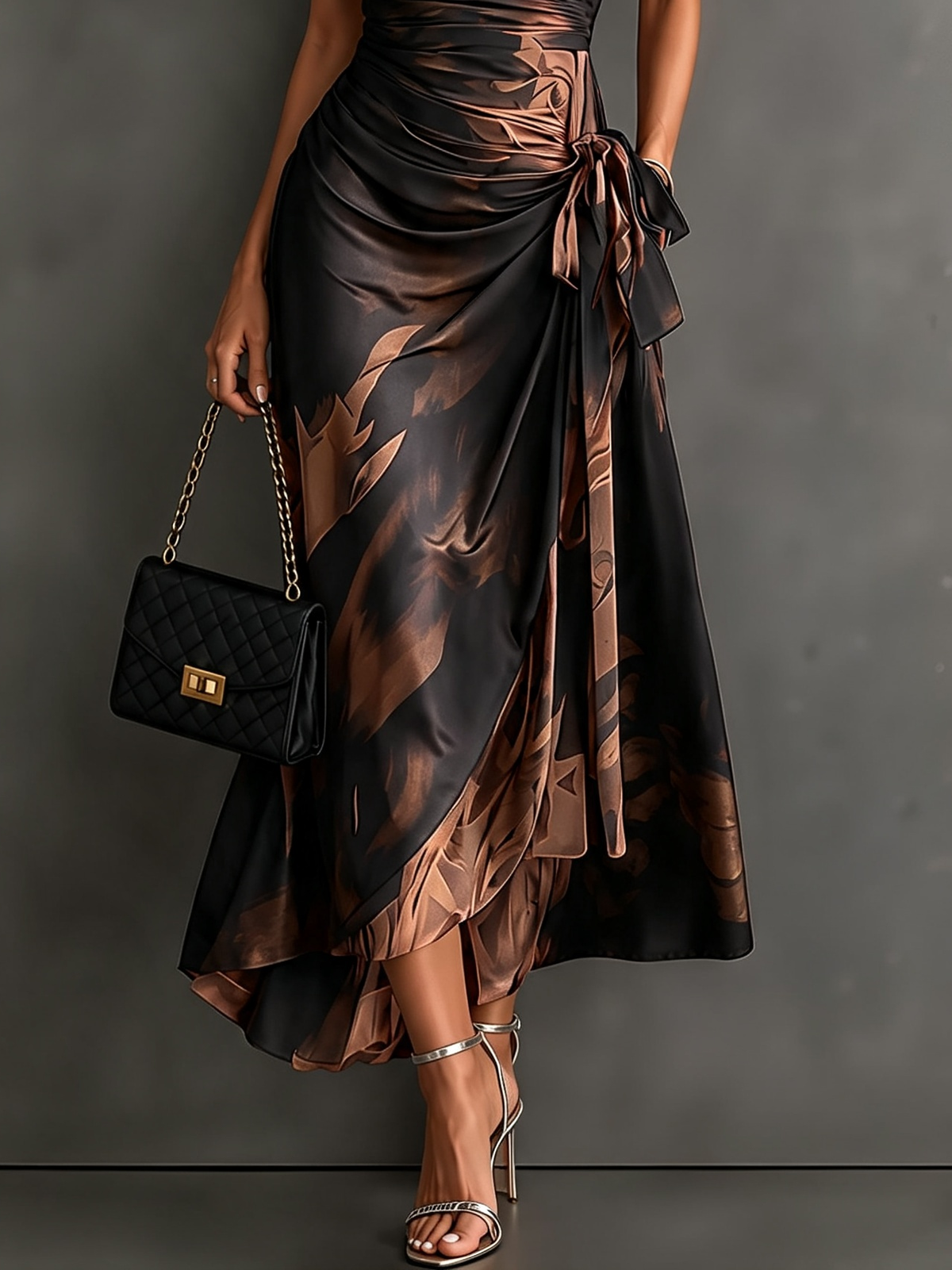 Matilda | Abstract Print Wrap Midi Dress