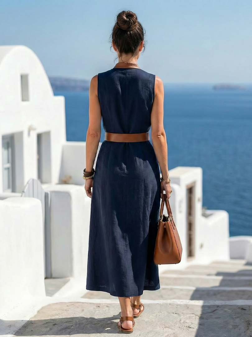 Myra | Midi Dress with Contrast Stripes