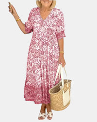 Aria | Elegant Floral Dress With V-Neck