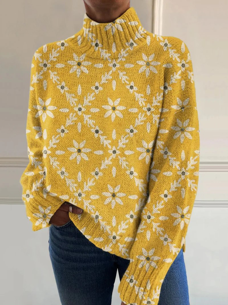 Thalia™ - Floral Turtleneck Jumper