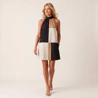 WILLOW | COLORBLOCK HALTER MINI DRESS
