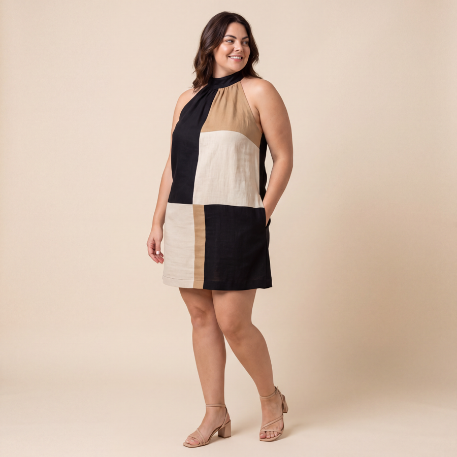 WILLOW | COLORBLOCK HALTER MINI DRESS