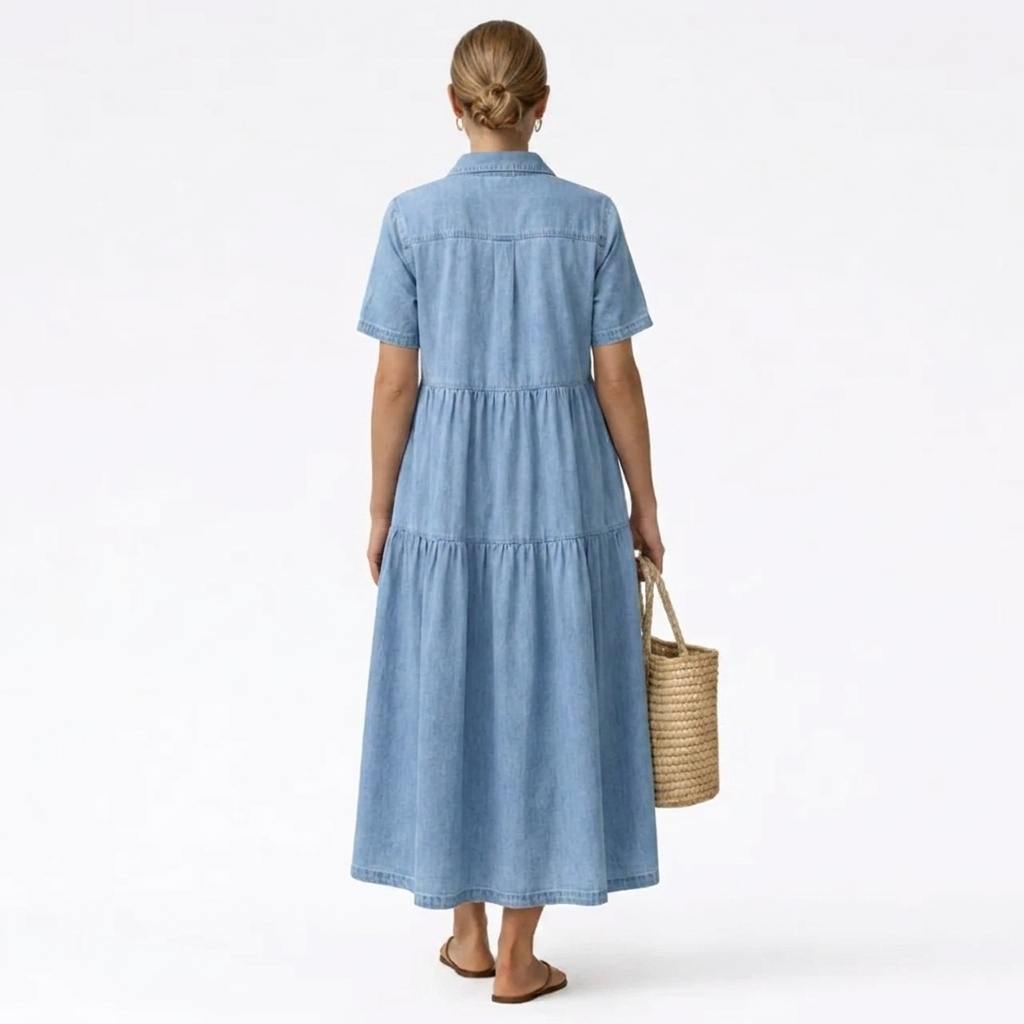 Audrey™ - Denim Print Midi Dress