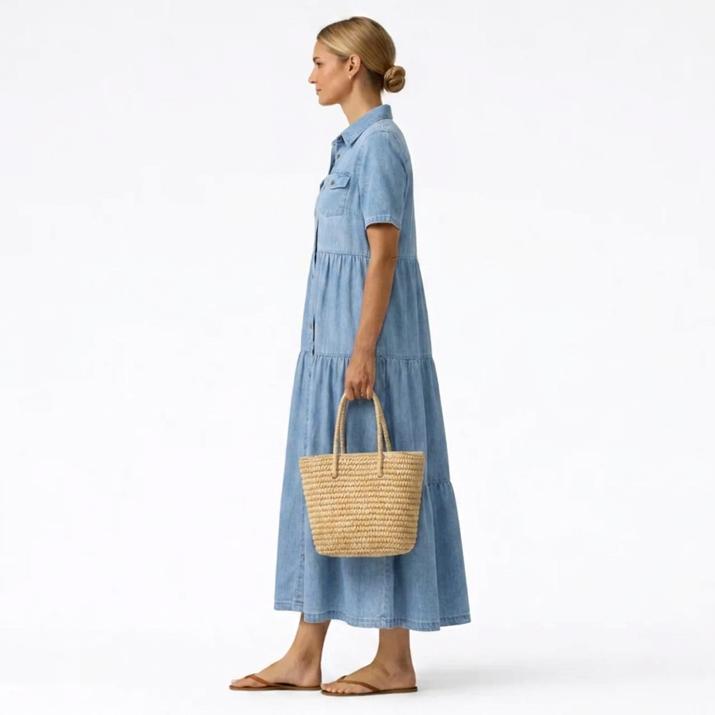 Audrey™ - Denim Print Midi Dress