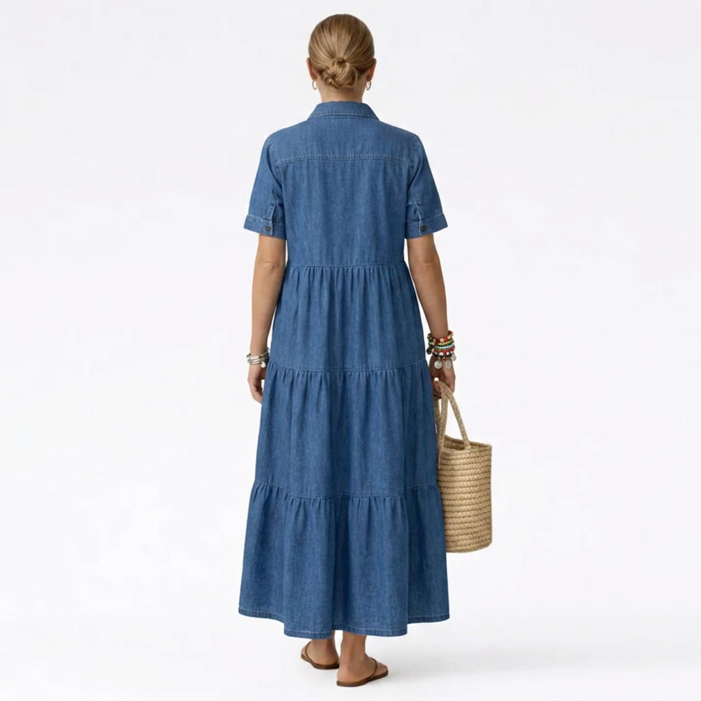 Audrey™ - Denim Print Midi Dress